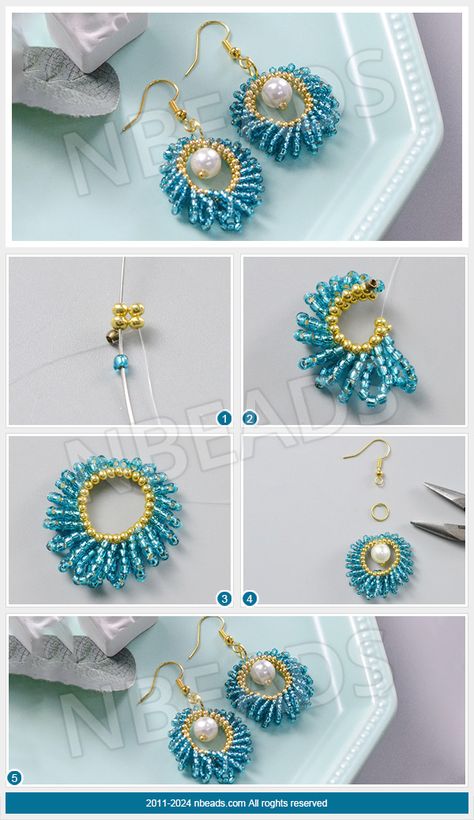 How to Make A Tricolour Blue Seed Bead Hoop Earrings – Nbeads Seed Bead Hoop Earrings, Bead Hoop Earrings, Beaded Earrings Tutorials, Jewelry Kits, Earring Tutorial, Popular Jewelry, Fabric Beads, Bugle Beads, Do You Like It