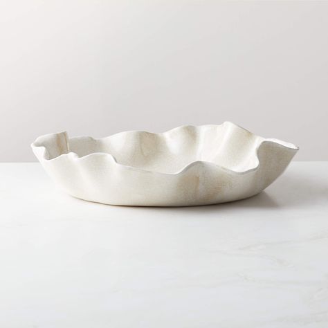 Valentia Warm White Crackled Ceramic Decorative Bowl + Reviews | CB2 Pink Home Accessories, Ceramic Centerpiece, Gold Home Accessories, Stone Bowl, Large Candle Holders, Dining Table Centerpiece, Silver Picture Frames, Unique Sculptures, Decorative Bowl