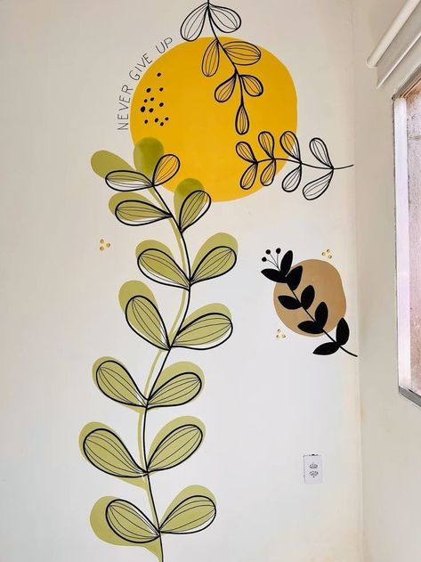 Wallpaper Decor Ideas, Wallpaper Design Ideas, How To Start Painting, Simple Wall Paintings, Boho Art Painting, Home Wall Painting, Wall Murals Diy, Creative Wall Painting, Area Gourmet