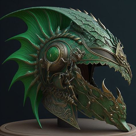 Rpg Npc, Dm Ideas, Dragon Mask, Magical Items, D D Items, Dnd Dragons, Magic Items, Fantasy Props, Green Dragon