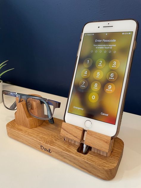 Phone Docking Station, Bedside Organizer, Phone Charging Station, Apple Watch Charging Stand, Desk Organiser, Bedside Desk, Glasses Holder, Diy Phone, Dad Birthday Gift