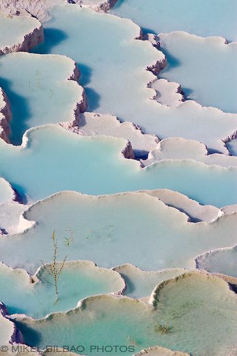 Travertine terrace formations. Pamukkale.  Denizli province. Anatolia. Turkey. Samantha Wills, Twisted Pair, Patterns In Nature, Aerial View, Design Branding, Blue And Green, Natural World, Beautiful World, In The Middle