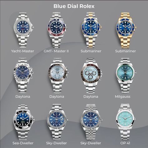 Mens Dress Shoes Guide, Rolex Blue, Gentleman Aesthetic, Fancy Watches, Wrist Accessories, Mens Fashion Watches, Luxury Watch Brands, Blue Watches, Vintage Rolex