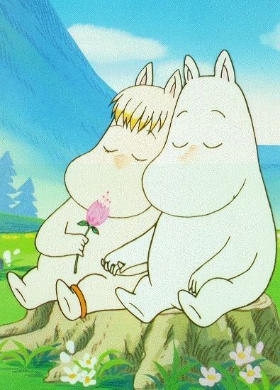 Moomin The Moomins, On The Ground, Cartoon Characters, Not Found, Flowers, Green, Blue, White