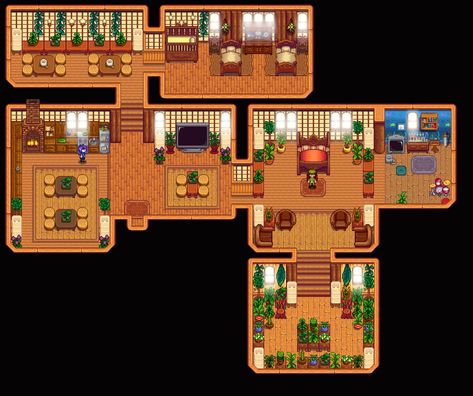 Stardew Valley Japanese House, Stardew Valley Living Room Design, Stardew Valley House Interior Ideas No Mods, Stardew Valley Kitchen Design, Stardew Valley House Interior Design, Stardew Valley House Interior No Mods, Stardew Valley House Design, Stardew Valley Interior Design, Stardew Valley House Interior