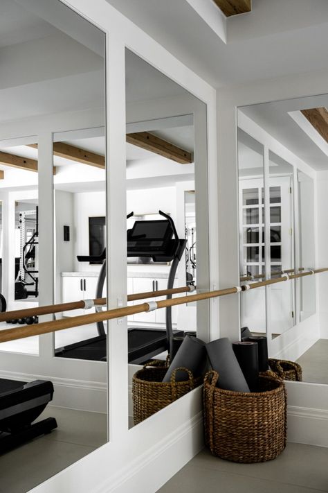 Trending Gym Home Designs ~ Make Gym For Your Home ~ Home Decoration Ideas Mcgee Home Basement, Ballet Barres, Home Basement, Home Gym Basement, The Mcgee Home, Home Gym Inspiration, Dream Home Gym, Wellness Room, Mcgee Home