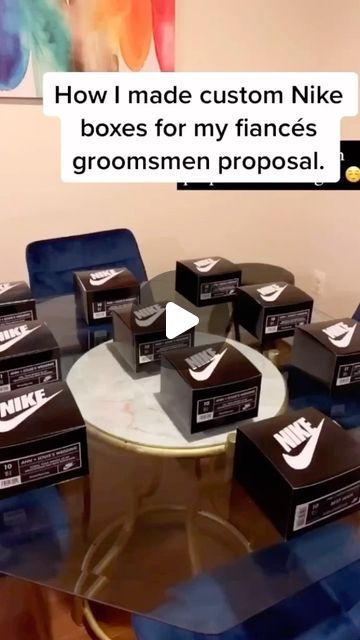 Nike Groomsmen Proposal, How To Ask Groomsmen To Be In Wedding, Bestman Proposal Box Ideas, Will You Be My Groomsman Ideas, Groomsmen Proposal Box Ideas, Nike Boxes, Asking Groomsmen, Groomsmen Boxes, Groomsman Proposal Box