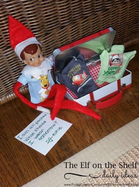 Elf on the Shelf Ideas - Elf Suitcase | Frugal Coupon Living #elfontheshelfideas #elf #elfideas #elfontheshelf Elf On The Shelf Suitcase Diy, Elf On The Shelf Suitcase, Elf Suitcase, Suitcase Printable, Elf Mischief, Simple Thanksgiving Table, Elf Printables, Elf Games, Elf Shelf