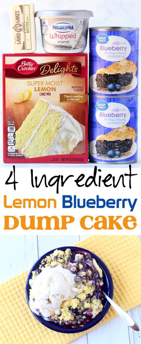 Blueberry Cheesecake Dump Cake, Lemon Blueberry Dump Cake, Cheesecake Dump Cake, Blueberry Dump Cake, Blueberry Dump Cake Recipes, Easy Dump Cake Recipe, Philadelphia Torte, Lemon Blueberry Cheesecake, Blueberry Dump Cakes