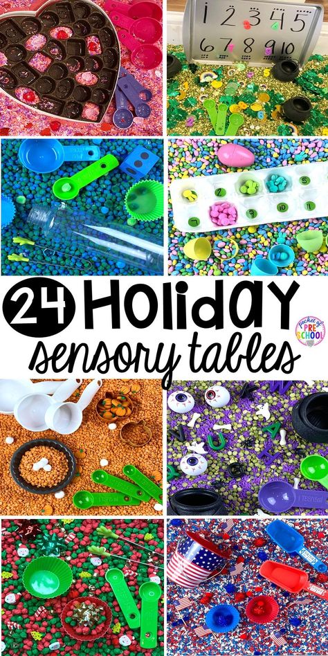 Texture Table Ideas Preschool, Sensory Tables For Toddlers, Valentine Sensory Table, Sensory Bin Theme Ideas, Sensory Table Ideas For Kindergarten, Seasonal Sensory Bins, Kindergarten Sensory Table, Pre K Sensory Bins, Kindergarten Sensory Activities