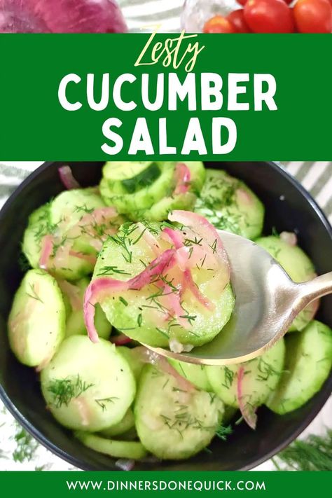 Looking for a refreshing summer side dish? Check out our mouthwatering recipe for a Zesty Vinegar Cucumber Onion Salad that will elevate your taste buds to a whole new level! 🌿🍋 This tangy and crunchy salad is the perfect combination of flavors. #DinnersDoneQuick #cucumberonionsalad #cucumberandonionsalad #cucumberredonionsalad #cucumberonionsaladrecipes #cucumbersalad #cucumbersaladwithredonion #summersidedishes #summerfoods #cucumberonionsaladvinegar #sidedishrecipes Cucumber Onion Salad Vinegar, Cucumber Red Onion Salad, Cucumber Onion Salad, Refreshing Summer Recipes, Cucumber Onion, Vinegar Cucumbers, Family Breakfast Recipes, Summer Side Dish, Cucumbers And Onions