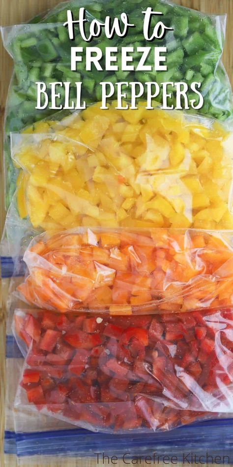 Freeze Bell Peppers, Freezing Green Peppers, Canning Bell Peppers, Freezing Food Guide, Healthy Stuffed Bell Peppers, Freezing Bell Peppers, Freezing Peppers, Freezing Vegetables, Canned Potatoes