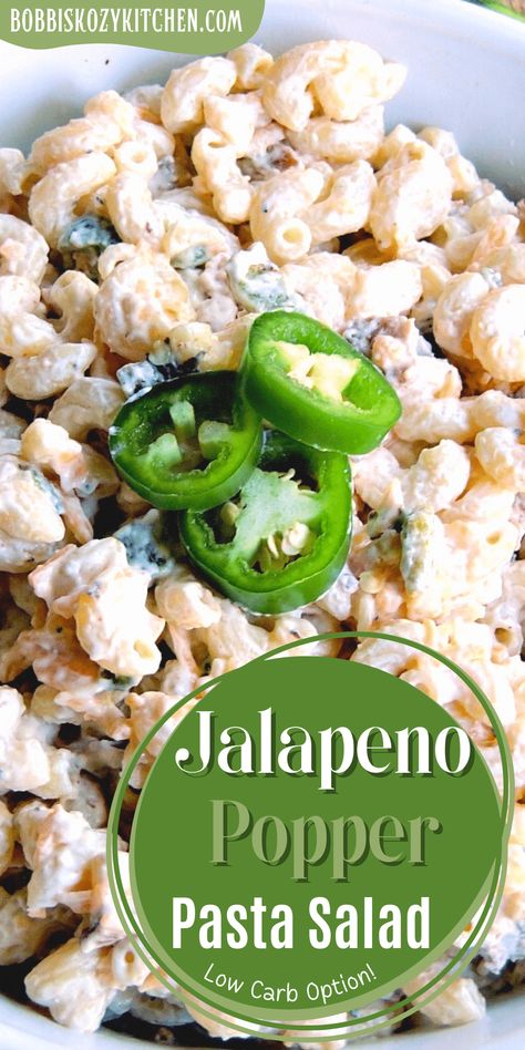 Jalapeno Popper Pasta, Low Carb Options, Keto Jalapeno, Creamy Pasta Salad, Create A Cookbook, Roasted Jalapeno, Jalapeno Popper, Low Carb Pasta, Pasta Salads