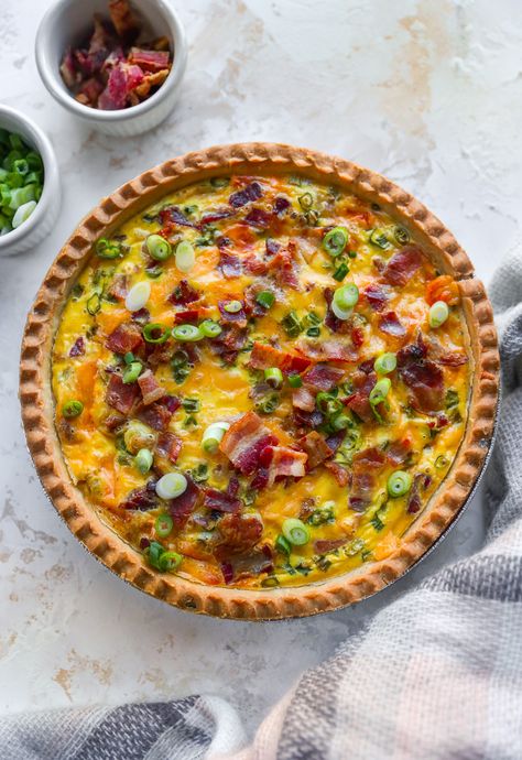 Loaded Baked Potato Quiche - Yes to Yolks Potato Quiche, Classic Quiche, Breakfast Savory, Egg Quiche, Goat Cheese Quiche, Bacon Quiche, Loaded Baked Potato, Cheese Quiche, Quiche Recipe