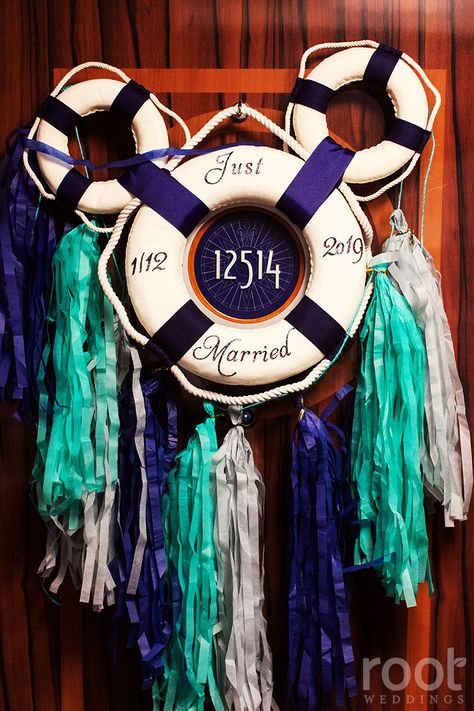 Disney Cruise Honeymoon Door, Disney Cruise Vow Renewal, Honeymoon Cruise Door Decorations, Disney Cruise Wedding Ideas, Disney Beach Wedding, Honeymoon Decorations, Cruise Doors, Cruise Prep, Disney Wedding Decorations