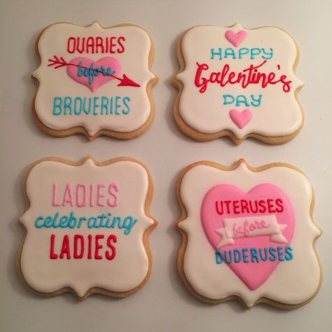 The Adventures of 2 Amis Baking Breakup Party, Valentines Day Sugar Cookies, Party Cookies, Cookies Ideas, Sugar Cookie Royal Icing, Women Day, Galentines Party, Minecraft Cake, Valentines Day Cookies