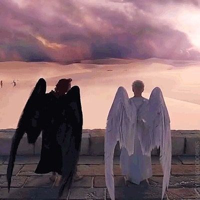 Angel Vs Devil, Angel Aesthetic, Good Omens, Angel And Devil, Trik Fotografi, Adam And Eve, Crescent City, Angels And Demons, Aesthetic Gif