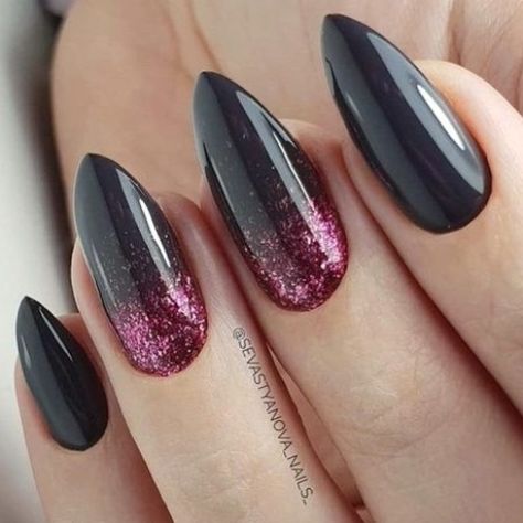 Stay away from wearing black nail polish because you think it’s too gloomy? Once you see these glam black glitter nails, you will change your picture of black polish once and for all. #halloweendecor #halloweenideas #halloween Glitter Nails Designs, Black Glitter Nails, Black Nails With Glitter, New Nail Designs, Goth Nails, Almond Nails Designs, Black Nail Designs, Super Nails, Ideas Nails