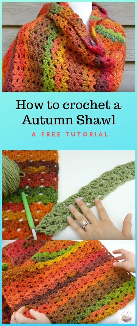 How To Crochet an Autumn Shawl popularcrochet.com #popularcrochet #crochet #autumnshawl #freecrochetpattern Autumn Shawl, Crochet Autumn, Large Crochet Hooks, Popular Crochet, Crochet Patterns Free Beginner, Crochet Shawls And Wraps, All Free Crochet, Crochet Shawls, Hand Crochet Baby Blanket