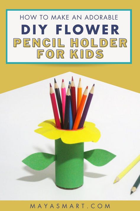 DIY flower pencil holder from recycled materials for a fun spring craft with your kids. This is a fun activity to get kids writing, organize their writing or coloring supplies, and learn about recycling. Check out our website for a tutorial on how to make your flower pencil holder for kids. Abc Games For Toddlers, Plant Holder Diy, Diy Pencil Holder, Earth Day Projects, Diy Pencil, Earth Day Crafts, Coloring Supplies, Do It Yourself Crafts, Holiday Planning