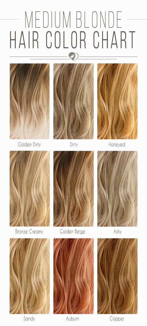 Medium Blonde Hair Color Chart #blondehair ❤️ Blonde hair color chart is your key to the perfect blonde look! Light auburn, natural, dark ash, blonde colour with a red tint, and lots of cute shades for any skin tone are here! ❤️ See more: https://lovehairstyles.com/blonde-hair-color-chart/ #lovehairstyles #hair #hairstyles #haircuts Different Shades Of Blonde Hair, Medium Blonde Hair Color, Shades Of Blonde Hair, Blonde Hair Color Chart, Golden Hair Color, Blonde Hair Colour Shades, Different Shades Of Blonde, Golden Blonde Hair Color, Medium Blonde Hair