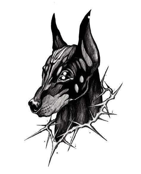 Doberman Barking Drawing, Doberman Skull, Malinois Tattoo, Doberman Tattoo Design, Ctrl Tattoo, Rottweiler Tattoo, Pop Culture Tattoos, Tatoo Dog, Doberman Tattoo