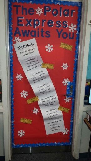 My friends and I decorated this door for our kids classroom. The Polar Express theme Polar Express Activities, Polar Express Christmas Party, Polar Express Theme, Christmas Desk, Christmas Hallway, Door Decorations Classroom Christmas, Christmas Bulletin Boards, Polar Express Party, Christmas Door Decorating Contest