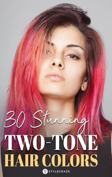 Two Toned Hairstyles, Block Haircolor, 2 Tone Hair Color, 2 Tone Hair, Fishtail Braid Styles, Color Block Hair, Two Tone Hair, Two Toned Hair, Pink Blonde Hair