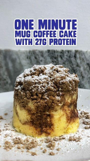 Matt Rosenman on Instagram: "High-protein microwave coffee cake! To make the crumb: -15g Oat Flour -15g @pescience Vanilla Protein Powder -20g Brown Sugar Substitute -Dash Cinnamon -20g Unsweetened Applesauce -Optional: Splash of Butter Extract for Flavor To make the cake: -30g Yellow Cake Mix -15g @pescience Vanilla Protein Powder -1/4 Cup Seltzer or Diet Soda (flavor doesnt matter, you wont taste it) Mix up all your ingredients for the crumb and set aside. Add the yellow cake mix and protei Protein Coffee Cake, Coffee Mug Cake, Healthy Protein Desserts, Coffe Mug Cake, Cake Mix And Soda, Crumb Coffee Cakes, Sugar Free Cake, Protein Coffee, Delicious Clean Eating