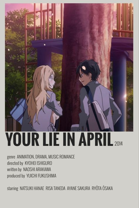 Anime Movie Poster, Shojo Anime, Anime Suggestions, Film Posters Minimalist, Animes To Watch, Your Lie In April, Poster Anime, Film Anime, Anime Printables