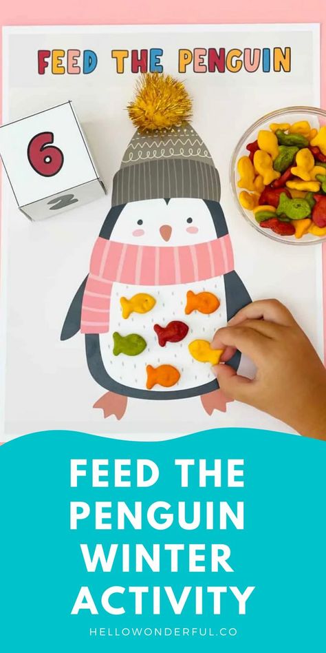 Polar Animals Preschool Crafts, Winter Animals Preschool Activities, Arctic Animals Preschool Theme, Feed The Penguin, Animals Preschool Crafts, Preschool Penguin Activities, Arctic Animals Preschool Activities, Polar Animals Preschool, Winter Animals Preschool