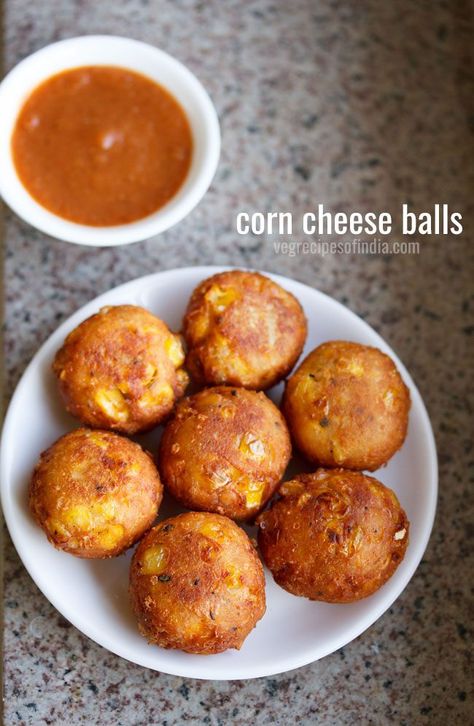 corn cheese balls recipe - easy and a no fail recipe of corn cheese balls - fried as well as baked version. Corn Cheese Balls Recipe, Corn Balls Recipe, Cheese Corn Balls Recipe, Corn Balls, Friday Recipes, Cheese Balls Recipe, Cheese Ball Recipes Easy, Recipes Veg, Healthy Cheese