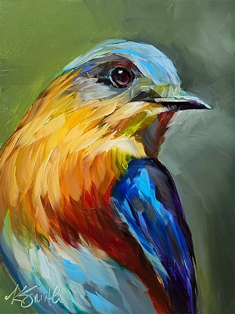 Bird Painting Easy, Acrylic Bird Painting, Abstract Bird Painting, Oil Painting Birds, Oil Painting Demos, Bird Oil Painting, Bird Painting Acrylic, Kim Smith, Oil Painting Inspiration