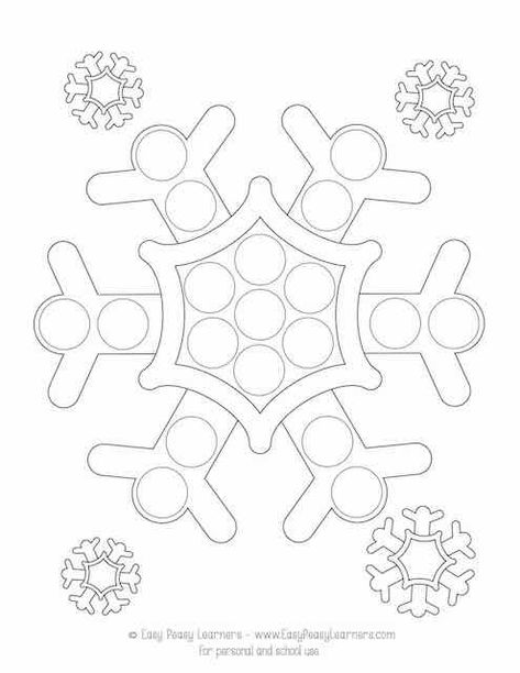 Free Winter Do a Dot Printables - Easy Peasy Learners Winter Do A Dot Printables Free, Dot Art Snowflake, Winter Dot Painting Free Printable, Winter Printables Free, Dot Marker Printables, Winter Printables, Dot Marker Activities, Christmas Teaching, Kids Worksheets