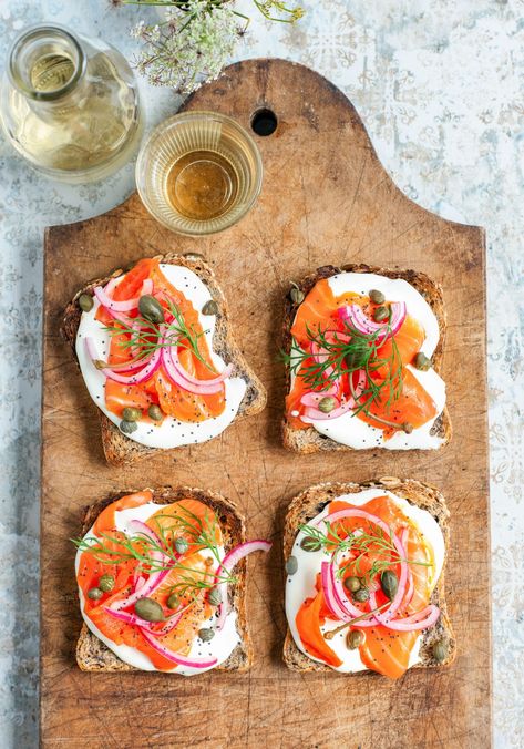 simple smoked salmon with feta & ricotta whip on grainy toasts – Stuck in the kitchen Ideas With Salmon, Salmon With Feta, Dish Magazine, Toast Ideas, Quick Salmon, Quick Pickled Red Onions, Homemade Pickles, Bread Toast, Artisan Food