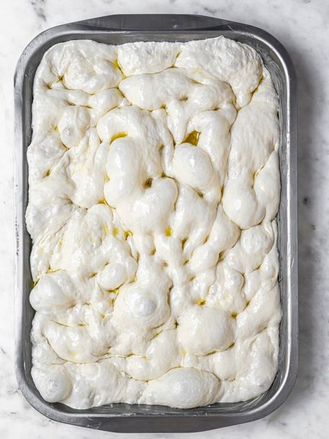 Easy No-Knead Focaccia Recipe | Sandra Valvassori Shockingly Easy No-knead Focaccia, Bake Cook Repeat Focaccia, Self Rising Flour Foccacia, Foccacia Bread Diy, Fluffy Foccacia Bread, Best Foccacia Recipe, Fast Focaccia Bread, Amish Pancakes, Foccacia Bread Recipes Quick