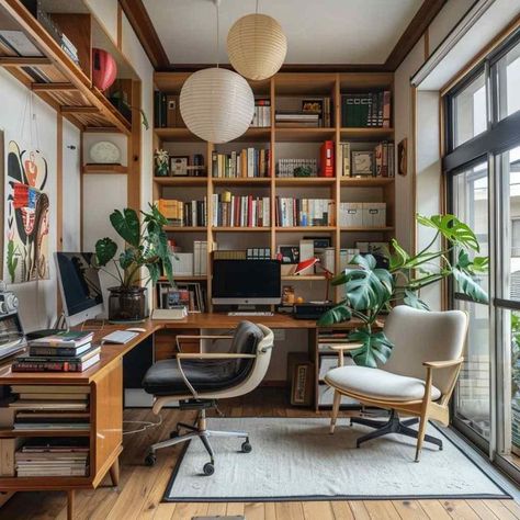 #homedecor, #interiordesign, #homedesign, #decor inspiration Midcentury Home Office, Mcm Office Ideas, Midcentury Office, Midcentury Modern Office, Mcm Office, Office Vibes, Record Room, Mid Century Office, Mid Century Modern Office