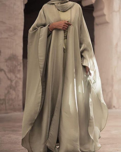 Sage Green Abaya, Green Abaya, Open Kaftan, Eid Abaya, Kaftan Design, Abaya Outfit, Nikah Dress, Dress Abaya, Muslimah Outfit