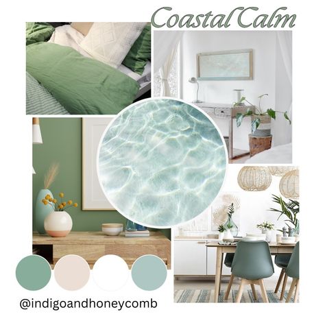 🌿✨ Evoke a Beachy Vibe with Coastal Calm ✨🌿 🎨 Palette: Summer Sage, Seafoam Green, Sandy Beige, Sky Blue, White Create a relaxing, coastal-inspired interior with the "Coastal Calm" moodboard, featuring a soothing palette centered around Summer Sage. Combine it with seafoam green, sandy beige, and sky blue to evoke the essence of the seaside. White accents keep the space light and airy, perfect for capturing that beachy vibe. 💡 Inspiration Ideas: Walls & Furniture: Use Summer Sage for wall... Seafoam Green Color Palette, Calm Moodboard, Seafoam Green Bedroom, Calm Palette, Branding Mood Board Inspiration, Palette Summer, Beige Sky, Coastal Calm, Natural House