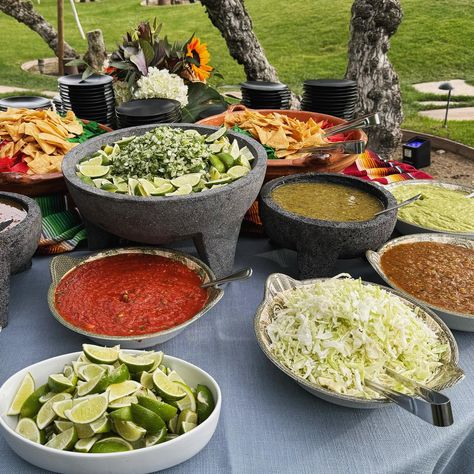 This upscale #cincodemayo bash was both gorgeous and tasty! Let us elevate your next event! #partyplanning #rentals #floraldesign #linens #catering #caterer #palmspringscatering #weddings #events #food #foodie #caterers #cateringservice Mexican Food Catering Wedding Reception, Chipotle Catering Setup, Mexican Food Wedding, Wedding Food Mexican, Mexican Wedding Foods, Mexican Food Buffet, Chipotle Catering, Mexican Food Catering, Wedding Food Table