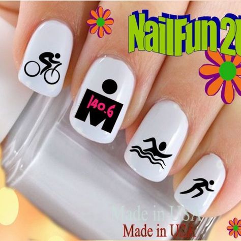 Nail Art 3031 SPORTS Triathlon #2 LOVE 140.6 WaterSlide Nail Decals Transfers Sports Nails, Nail Artwork, Fun Manicure, Cheap Nail Art, Waterslide Nail Decals, Salon Nails, Envelope Lettering, Nail Art Set, Golf 1