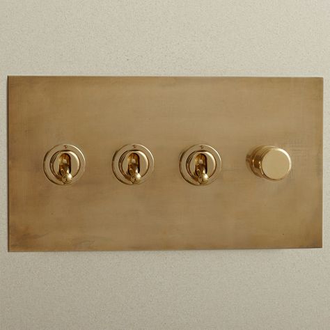 Experience the perfect fusion of functionality and classic design with Forbes & Lomax's Combination Rotary Dimmer and Toggle Switches. This elegant solution merges the timeless charm of 1930s brass and nickel switch designs with modern practicality. Each set features a smoothly adjustable rotary dimmer alongside a straightforward toggle switch, delivering both ease of use and a refined aesthetic. Designed for versatility, these combination switches cater to diverse lighting needs. The rotary dim Brass Toggle Light Switch, Unique Light Switches, Modern Switches, Gold Light Switch, Brass Sockets, Lighting Ambiance, Vintage Light Switches, Refined Aesthetic, Light Switches