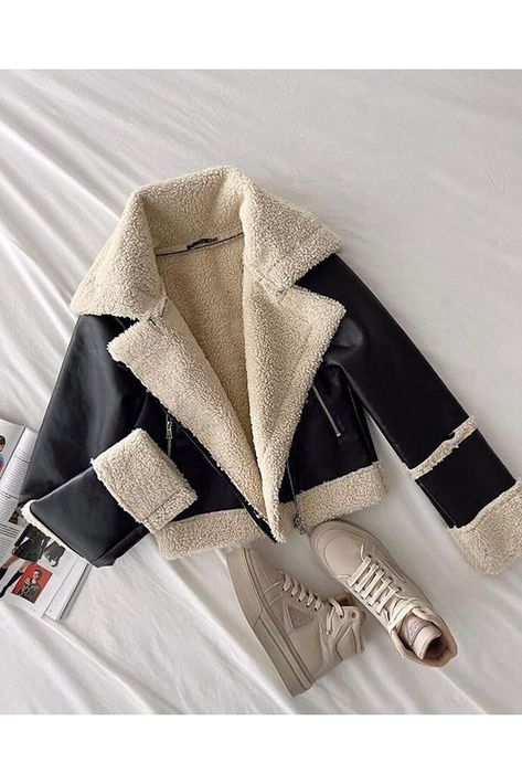 Fur Collar Jacket, Fur Leather Jacket, Mode Crochet, Estilo Country, Shearling Coat, Brown Leather Jacket, Winter Coats Women, Leather Jackets Women, Looks Style