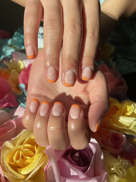 Rust Orange French Tip Nails, Pale Orange Nails, Orange Tip Nails, Orange French Tip, Future Nails, French Top, Pale Orange, Orange Nails, Rust Orange