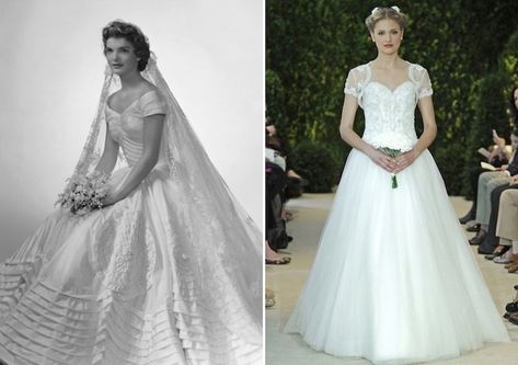 jackie-kennedy-wedding-dress-inspiration Bridesmaid Dresses Long Sleeve, Modern Day Wedding, Mexico Wedding Dress, Celebrity Brides, Jackie O Style, Wedding Dresses Videos, Long Sleeve Bridesmaid Dress, Celebrity Bride, Satin Bridal Gowns