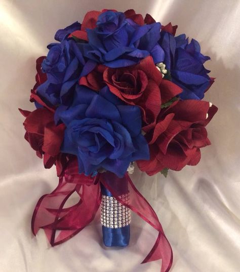 Burgundy Navy Blue Round Silk Wedding Bridal Bouquet Wedding Flowers Royal Blue And Red Wedding, Navy Blue And Burgundy Wedding, Red Gold Blue Wedding Bouquet, Wedding Bouquets Red And Blue, Bridal Bouquet Navy And Burgundy, Burgundy And Navy Blue Flower Bouquet, Maroon And Blue Bouquet, Burgundy Navy Wedding Bouquet, Navy And Burgundy Wedding