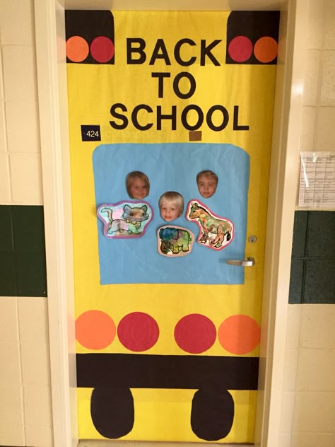 Bus classroom door Prek Classroom Door Back To School, School Bus Door Decoration, Back To School Daycare Door Ideas, Bus Door Decoration, Back To School Doors, Back To School Door Ideas, Daycare Door Ideas, School Bus Classroom, Speech Therapy Bulletin Boards