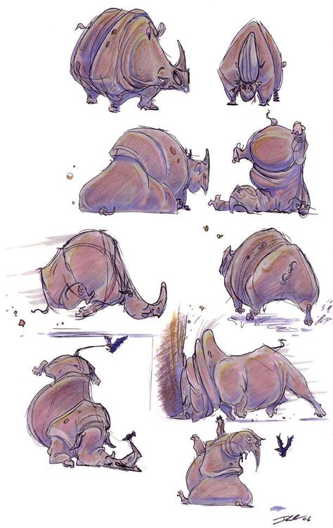 Rhino+character+sketches+by+davidsdoodles.deviantart.com+on+@deviantART Rhinoceros Character Design, David Colman Art, Rhino Character Design, Rhinoceros Drawing, Rhino Character, Rhinoceros Illustration, Rhino Illustration, Illustration Expressions, Color Sketches