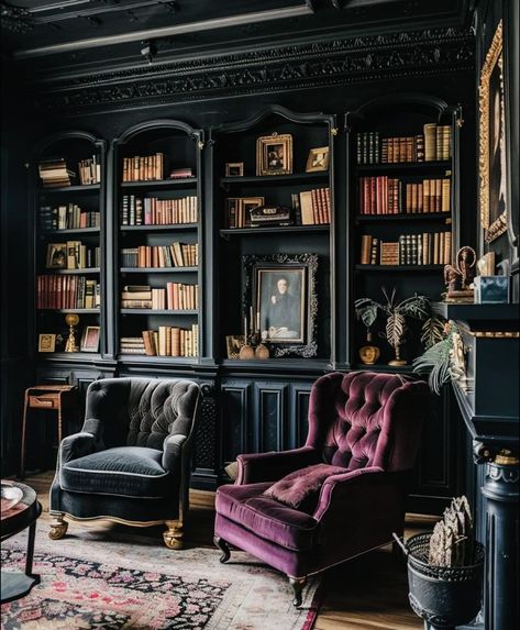 Old World Study, Living Room Inspiration Dark, Room Inspiration Dark, Academia Living Room, Dark Academia Living Room, Dark Grey Sofa Living Room, Intellectual Aesthetic, Dark Grey Couch, Academia Interior