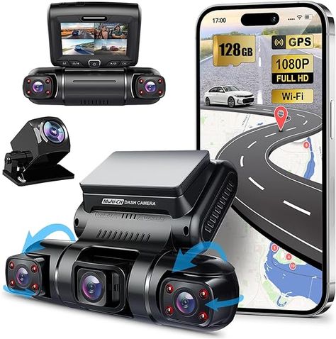 Front, Left, Right and Rear, Front and Rear Inside, Built in GPS WiFi, 256 GB Max, Free 128GB Card, D90-4CH Vehicle Accessories, Car Camera, Dash Cam, Dash Camera, App Control, Wearable Technology, Car Electronics, Lcd Screen, Wide Angle